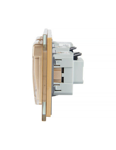 Włącznik dotykowy pojedynczy + dwa gniazdka hermetyczne LIVOLO 701GG Złoty