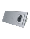 Gniazdo 230V 16A z włącznikiem dotykowym pojedynczym x2 LIVOLO 7011G Szary