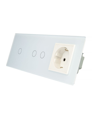 LIVOLO gniazdo + włącznik pojedynczy + podwójny w jednym panelu | Biały LIVOLO gniazdo + włącznik pojedynczy + podwójny w jednym panelu | Biały