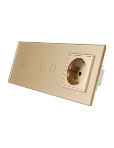 LIVOLO gniazdo + włącznik pojedynczy + podwójny w jednym panelu | Szampański