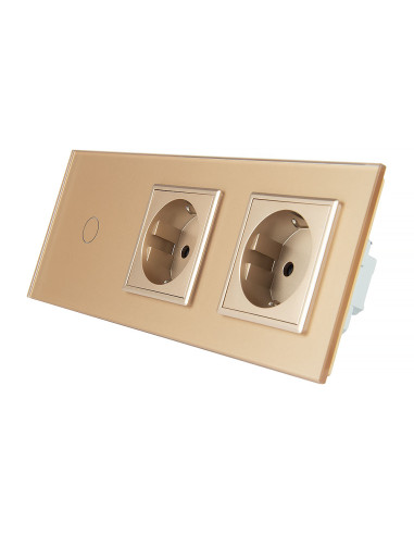 LIVOLO 2 gniazda + pojedynczy w jednym panelu | Szampański LIVOLO 2 gniazda + pojedynczy w jednym panelu | Szampański