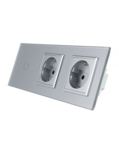 LIVOLO 2 gniazda + pojedynczy w jednym panelu | Stalowo-szary