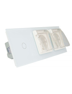 Włącznik dotykowy pojedynczy + dwa gniazdka hermetyczne LIVOLO 701GG Biały