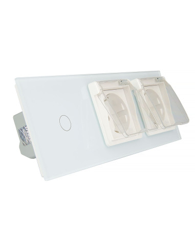 Włącznik dotykowy pojedynczy + dwa gniazdka hermetyczne LIVOLO 701GG Biały