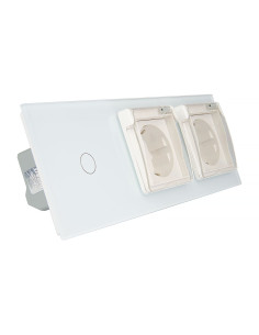 Włącznik dotykowy pojedynczy + dwa gniazdka hermetyczne LIVOLO 701GG Biały