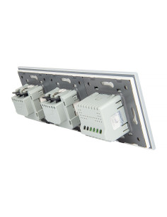 Włącznik dotykowy pojedynczy + dwa gniazdka hermetyczne LIVOLO 701GG Biały