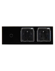 Włącznik dotykowy pojedynczy + dwa gniazdka hermetyczne LIVOLO 701GG Czarny