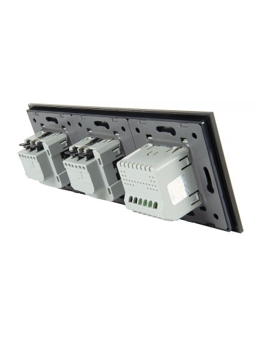 Włącznik dotykowy pojedynczy + dwa gniazdka hermetyczne LIVOLO 701GG Czarny