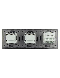 Włącznik dotykowy pojedynczy + dwa gniazdka hermetyczne LIVOLO 701GG Czarny