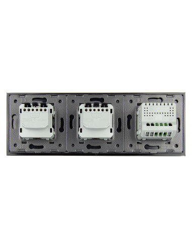 Włącznik dotykowy pojedynczy + dwa gniazdka hermetyczne LIVOLO 701GG Czarny