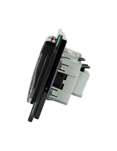 Włącznik dotykowy pojedynczy + dwa gniazdka hermetyczne LIVOLO 701GG Czarny