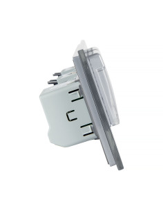 Włącznik dotykowy pojedynczy + dwa gniazdka hermetyczne LIVOLO 701GG Szary