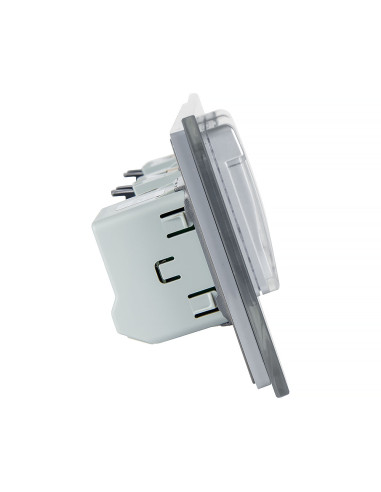 Włącznik dotykowy pojedynczy + dwa gniazdka hermetyczne LIVOLO 701GG Szary