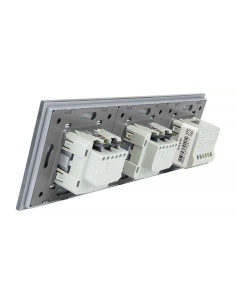 Włącznik dotykowy pojedynczy + dwa gniazdka hermetyczne LIVOLO 701GG Szary