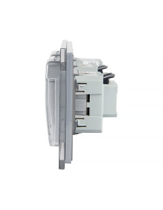 Włącznik dotykowy pojedynczy + dwa gniazdka hermetyczne LIVOLO 701GG Szary