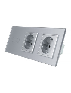 LIVOLO 2 gniazda + włącznik podwójny w jednym panelu | Stalowo-szary