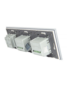 Włącznik dotykowy Livolo czterokrotny + gniazdo z bolcem VL-C7022G Biały