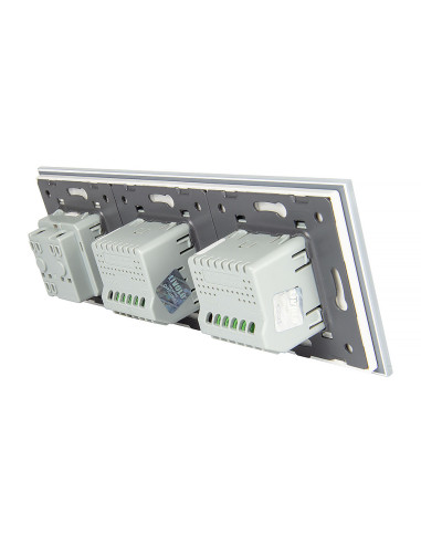 Włącznik dotykowy Livolo czterokrotny + gniazdo z bolcem VL-C7022G Biały