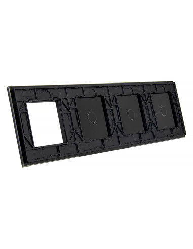 Poczwórny panel szklany LIVOLO 70111G Czarny