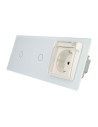 Gniazdo hermetyczne z włącznikiem dotykowym pojedynczym x2 LIVOLO 7011G Biały