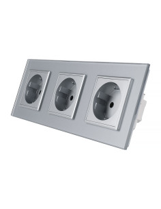 LIVOLO Gniazdo wtykowe potrójne | Stalowo-szary