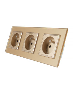 LIVOLO Gniazdo wtykowe potrójne z bolcem| Szampański