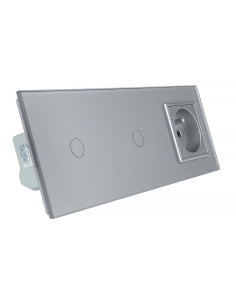 Livolo włącznik dotykowy podwójny i gniazdo z bolcem 230V Szary