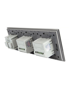 Livolo włącznik dotykowy podwójny i gniazdo z bolcem 230V Szary