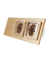 Włącznik dotykowy podwójny + dwa gniazdka hermetyczne LIVOLO 702GG Złoty