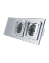 Włącznik dotykowy podwójny + dwa gniazdka hermetyczne LIVOLO 702GG Szary