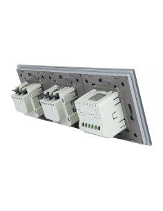 Włącznik dotykowy podwójny + dwa gniazdka hermetyczne LIVOLO 702GG Szary