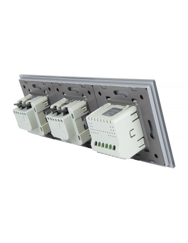 Włącznik dotykowy podwójny + dwa gniazdka hermetyczne LIVOLO 702GG Szary