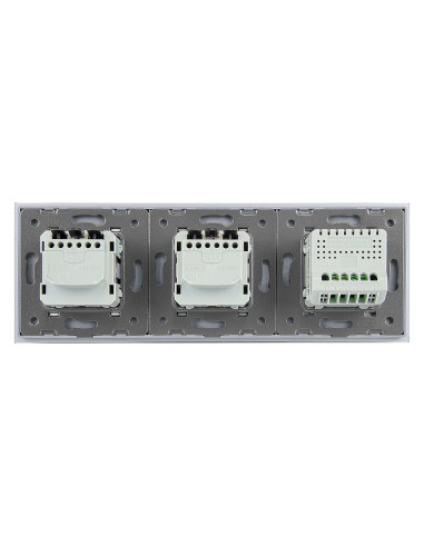 Włącznik dotykowy podwójny + dwa gniazdka hermetyczne LIVOLO 702GG Szary