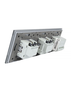 Włącznik dotykowy podwójny + dwa gniazdka hermetyczne LIVOLO 702GG Szary