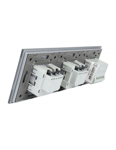 Włącznik dotykowy podwójny + dwa gniazdka hermetyczne LIVOLO 702GG Szary