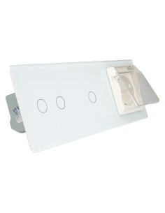Włącznik dotykowy Livolo potrójny 2+1 z gniazdkiem hermetycznym