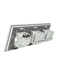 Włącznik dotykowy Livolo potrójny 2+1 z gniazdkiem hermetycznym