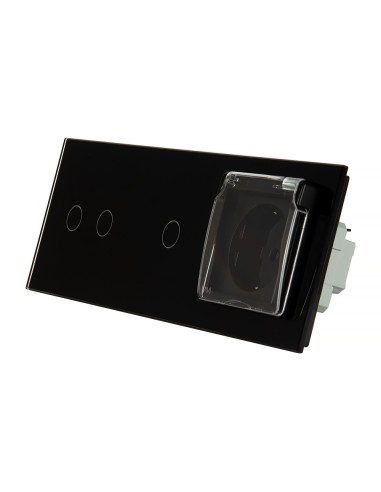 Włącznik dotykowy Livolo potrójny 2+1 z gniazdkiem hermetycznym