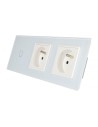 Włącznik dotykowy pojedynczy + dwa gniazdka z bolcem Livolo 701GG Biały